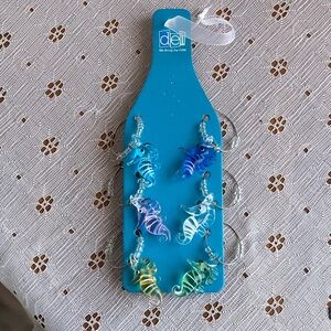 Seahorse wine charms- Blue, Pink, Yellow